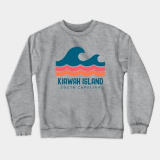 Kiawah Island South Carolina Vintage Wave Crewneck Sweatshirt